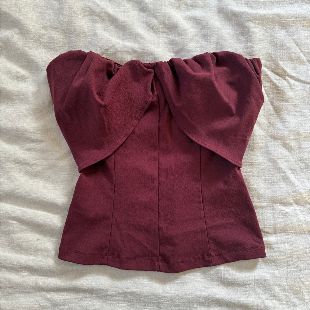 Burgundy Strapless Top